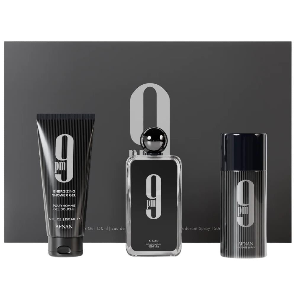 Afnan 9PM EDP 100 ml + Shower Gel 150 ml + Deospray 150 ml Erkek Parfüm Seti