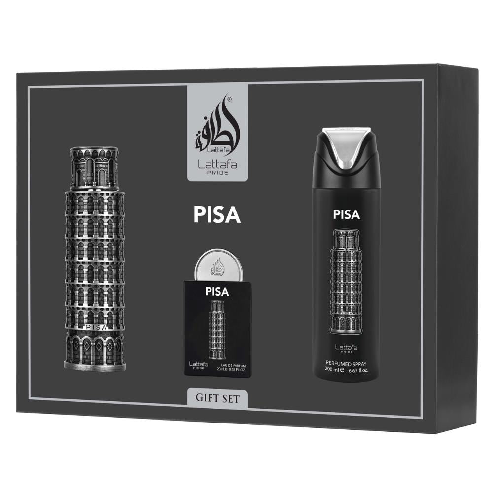 Lattafa Pride Pisa EDP 100 ml + EDP 20 ml + 200 ml Body Shower Erkek Parfüm Seti