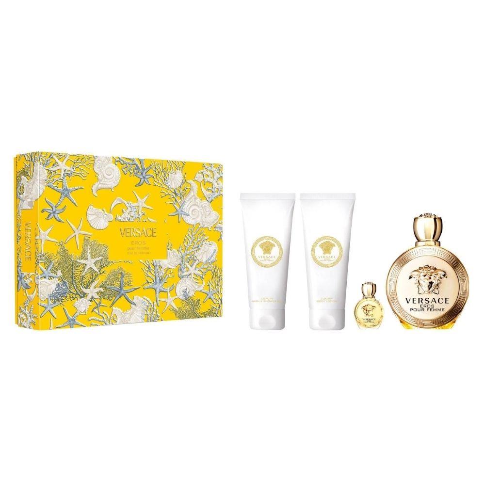 Versace Eros Pour Femme EDP 100 ml+EDP 5 ml+Luxury Body Lotion 100 ml+Bath & Shower Gel 100 ml Kadın Parfüm Seti