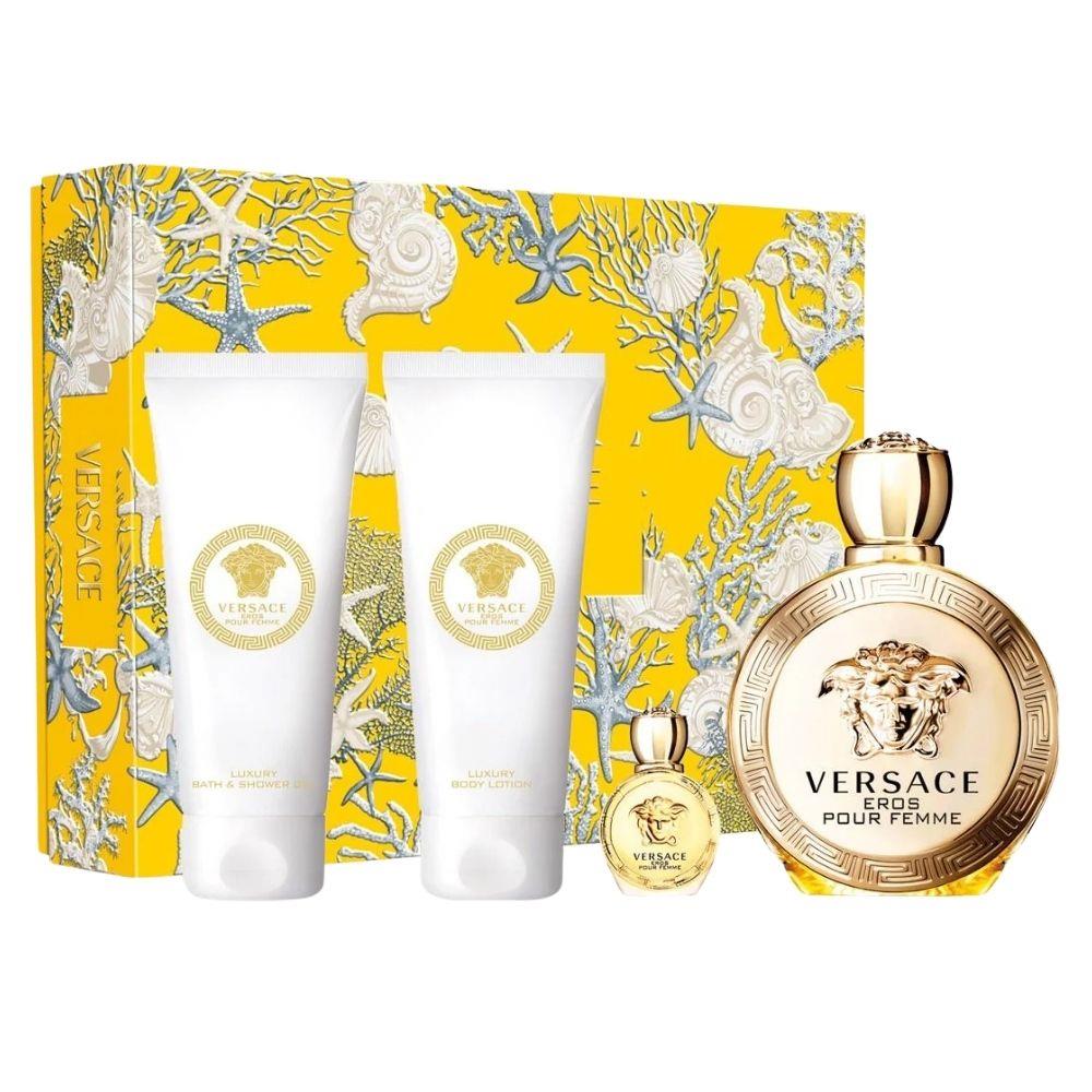Versace Eros Pour Femme EDP 100 ml+EDP 5 ml+Luxury Body Lotion 100 ml+Bath & Shower Gel 100 ml Kadın Parfüm Seti