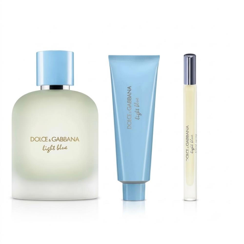 Dolce &amp; Gabbana Light Blue Pour Homme EDT 100 ml + EDT 10 ml + 50 ml Shower Gel Erkek Parfüm Seti
