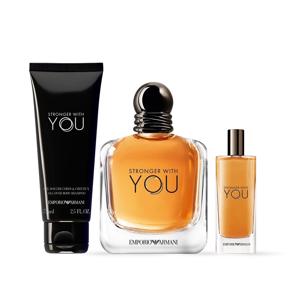 Emporio Armani Stronger With You EDT 100 ml + Stronger With You EDT 15 ml + Body Shampoo 75 ml Erkek Parfüm Seti