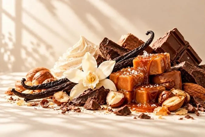 Çikolata, karamel ve vanilyayla gourmand dekant parfüm koku ailesi
