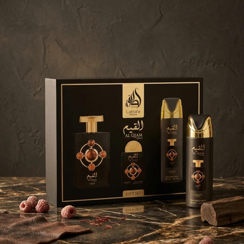 Lattafa Pride Al Qiam Gold EDP 100 ml + EDP 20 ml +  Deodorant 200 ml Unisex Parfüm Seti