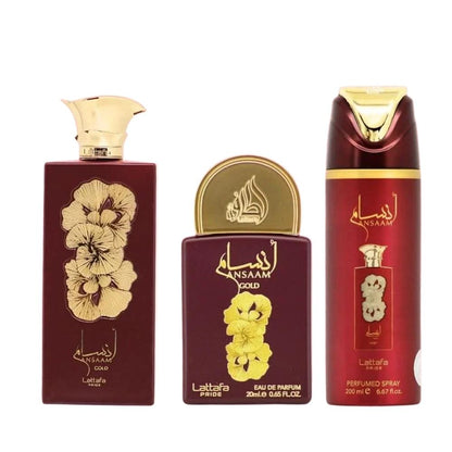 Lattafa Pride Ansaam Gold EDP 100 ml + EDP 20 ml +  Deodorant 200 ml Unisex Parfüm Seti