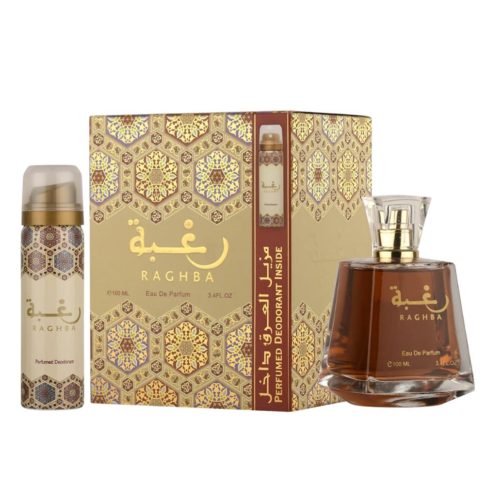Lattafa Raghba EDP 100 ml + Deodorant 30 ml Unisex Parfüm Seti