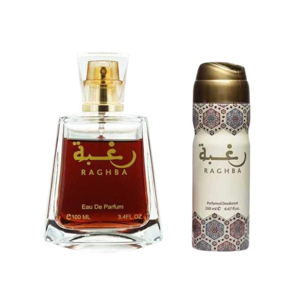 Lattafa Raghba EDP 100 ml + Deodorant 30 ml Unisex Parfüm Seti