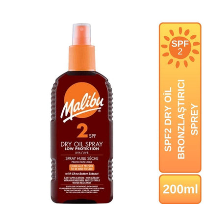 Malibu Güneş Koruyucu Dry Oil Bronzlaştırıcı Sprey SPF2 200ml