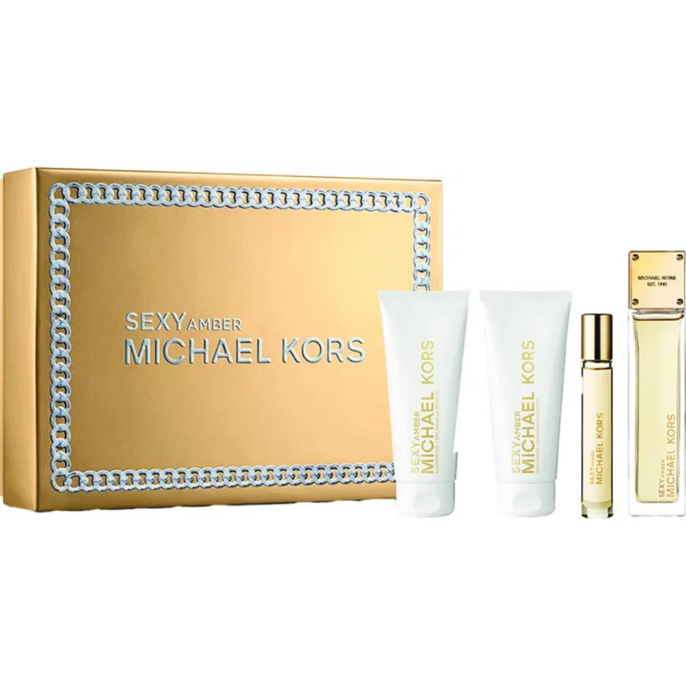 Michael Kors Sexy Amber EDP 100 ml + EDP 10 ml + 100 ml Body Lotion + 100 ml Shower Gel Kadın Parfüm Seti